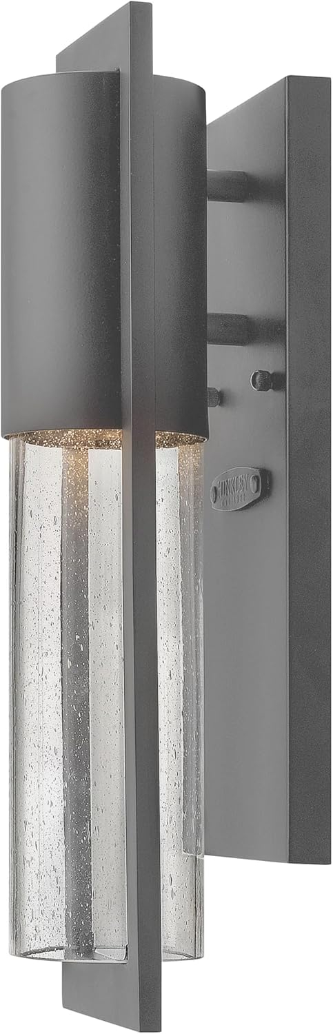 Hinkley Shelter Medium Outdoor Wall Mount Lantern - Minimalist Style, Dark Sky-Compliant, Solid Aluminum/Clear Seedy Glass - Hematite