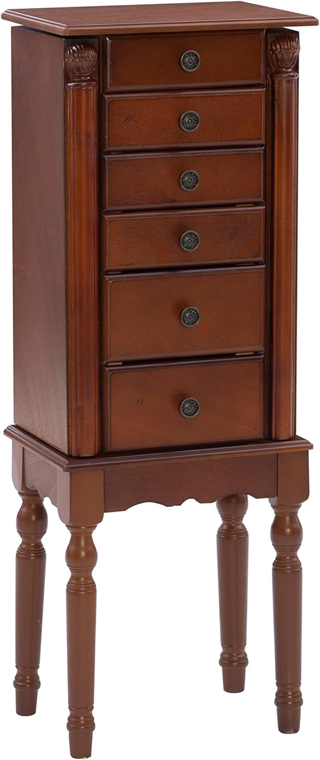 Lightly Distressed Deep Cherry Jewelry Armoire