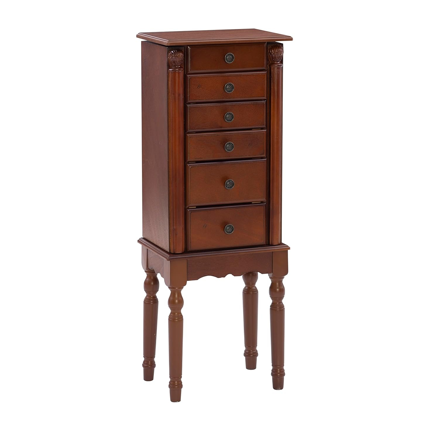 Lightly Distressed Deep Cherry Jewelry Armoire