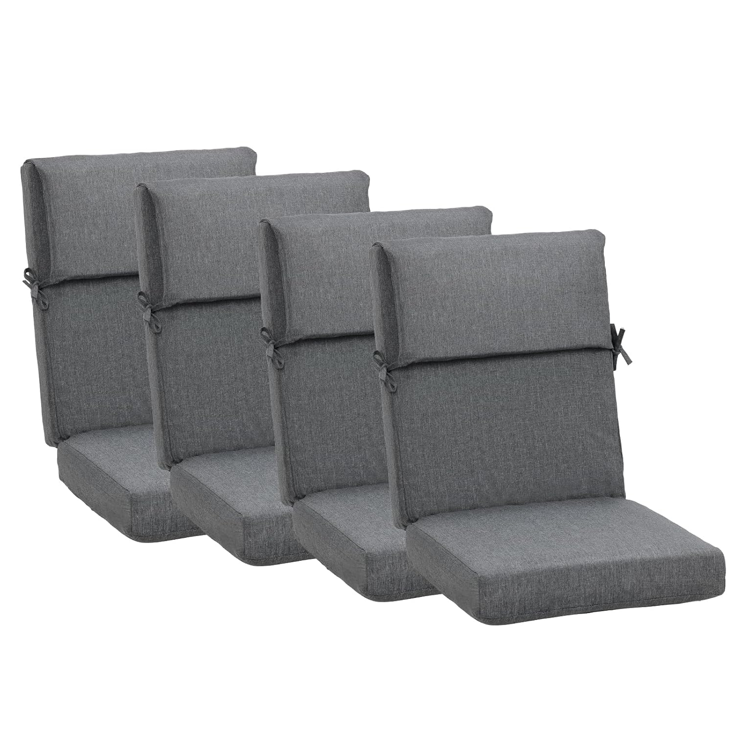 BPS 20 x 20 Inch Outdoor Chair Cushion - Olefin Fabric with Slipcover & Sponge Foam for Patio Furniture, Set of 4, Charcoal