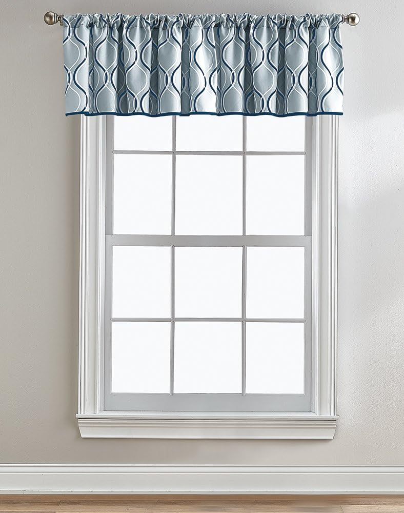 CHF Industries Geometric Rod Pocket Energy Efficient Kitchen Valances, 50"x18", Gray, Adult