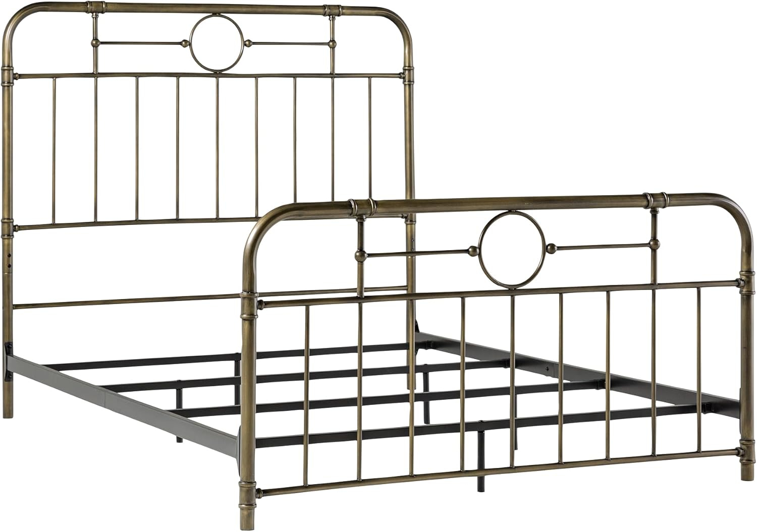 Antique White Metal Pipe Queen Bed with Powder Coated Finish