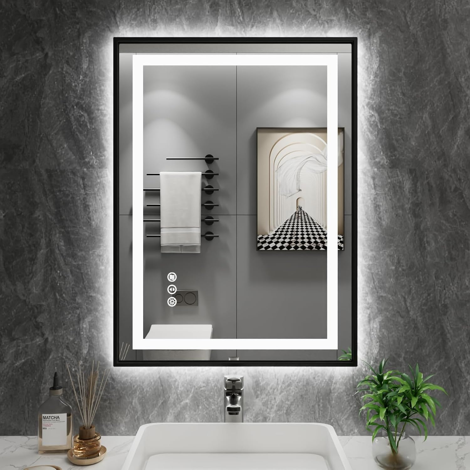 Amorho LED Mirror for Bathroom, 24"X32" with Front and Backlight, Stepless Dimmable Wall Mirrors with Anti-Fog, Shatter-Proof, Memory, 3 Colors, Double LED Vanity Mirror(Horizontal/Vertical)