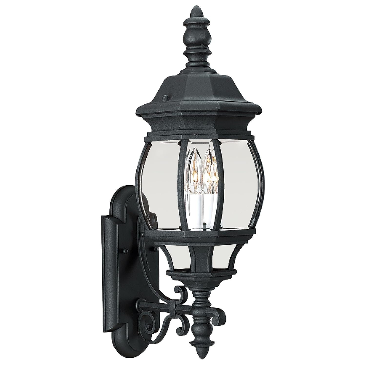 Black 24-Inch Outdoor Wall Lantern with Clear Glass