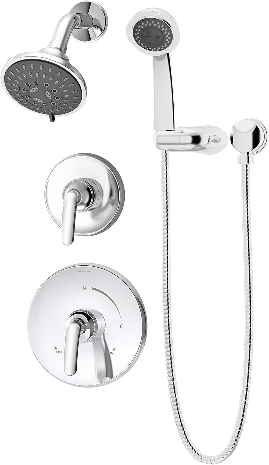 Symmons 5505-1.5-TRM Elm 2-Handle 5-Spray Shower Trim with 3-Spray Hand Shower in Polished Chrome (Valves Not Included)