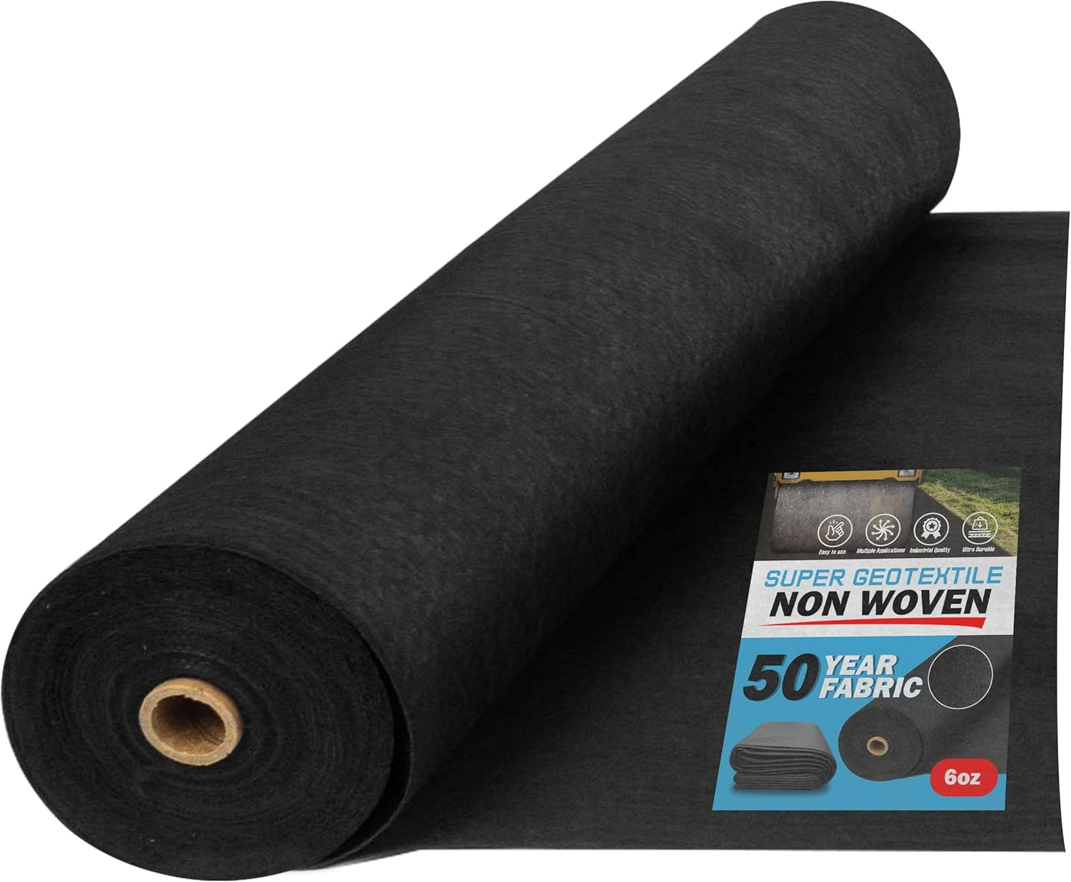 4, 6, 8 oz Non Woven Fabric for Landscaping, French Drains, Underlayment, Erosion Control, Construction Projects - 4 oz (8x50) Ships Folded