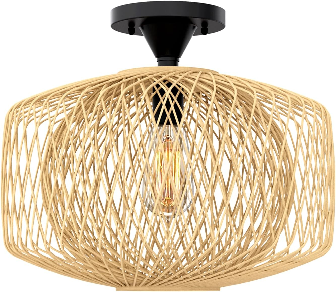 Landia Home Decorative Bamboo Semi Flush Mount Light