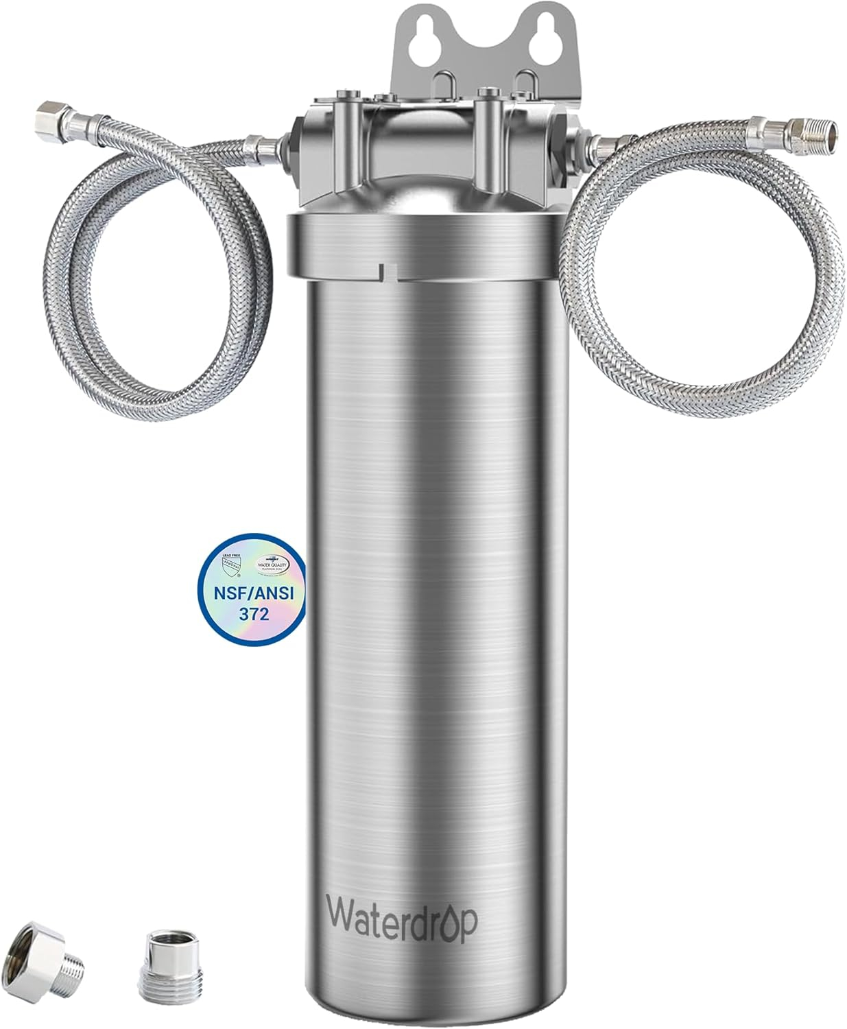 Waterdrop AS08 Stainless Steel Under Sink Water Filter System, 1 Years Lifetime Under Sink Water Filter, 5X Service Life, Reduces Chlorine, Lead, Heavy Metals, Bad Taste, Brushed (1 Filter Included)