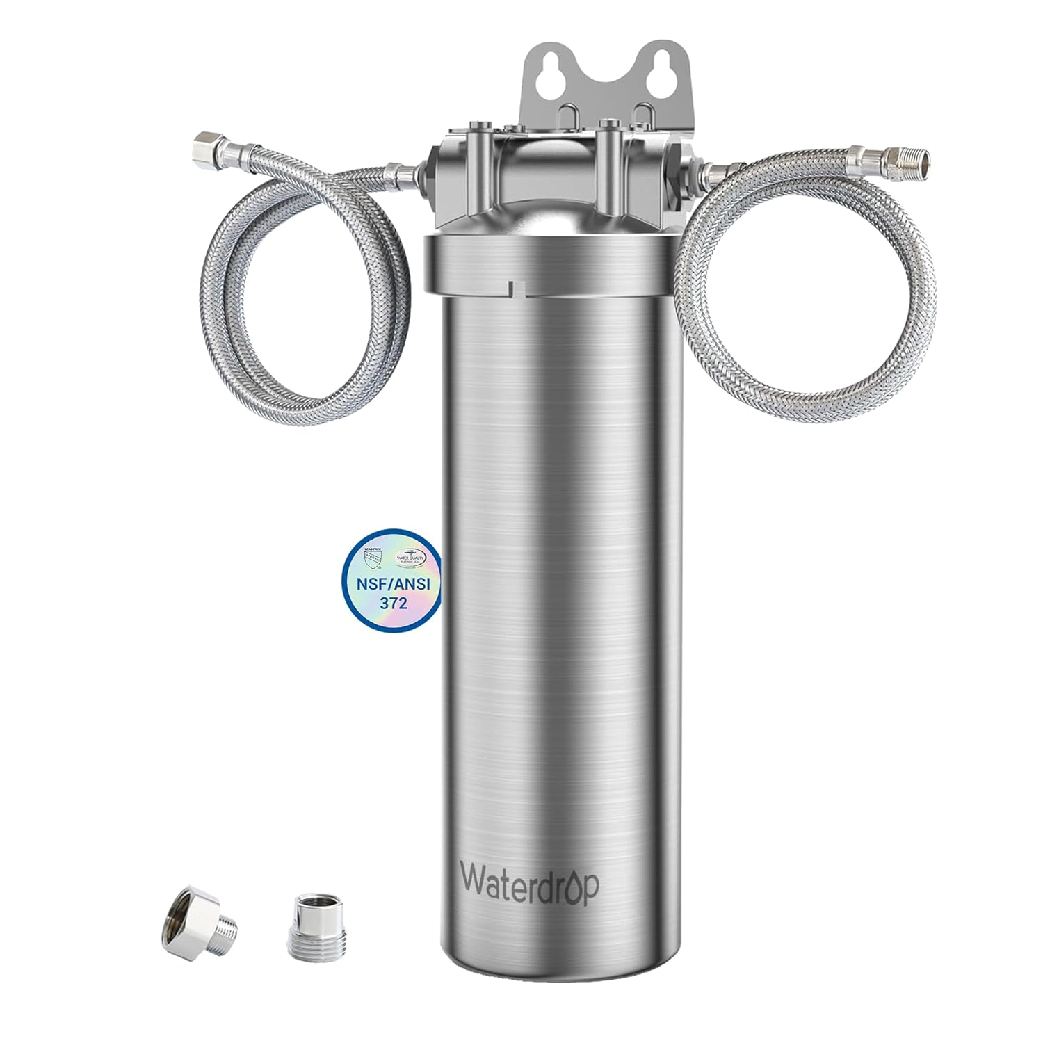 Waterdrop AS08 Stainless Steel Under Sink Water Filter System, 1 Years Lifetime Under Sink Water Filter, 5X Service Life, Reduces Chlorine, Lead, Heavy Metals, Bad Taste, Brushed (1 Filter Included)
