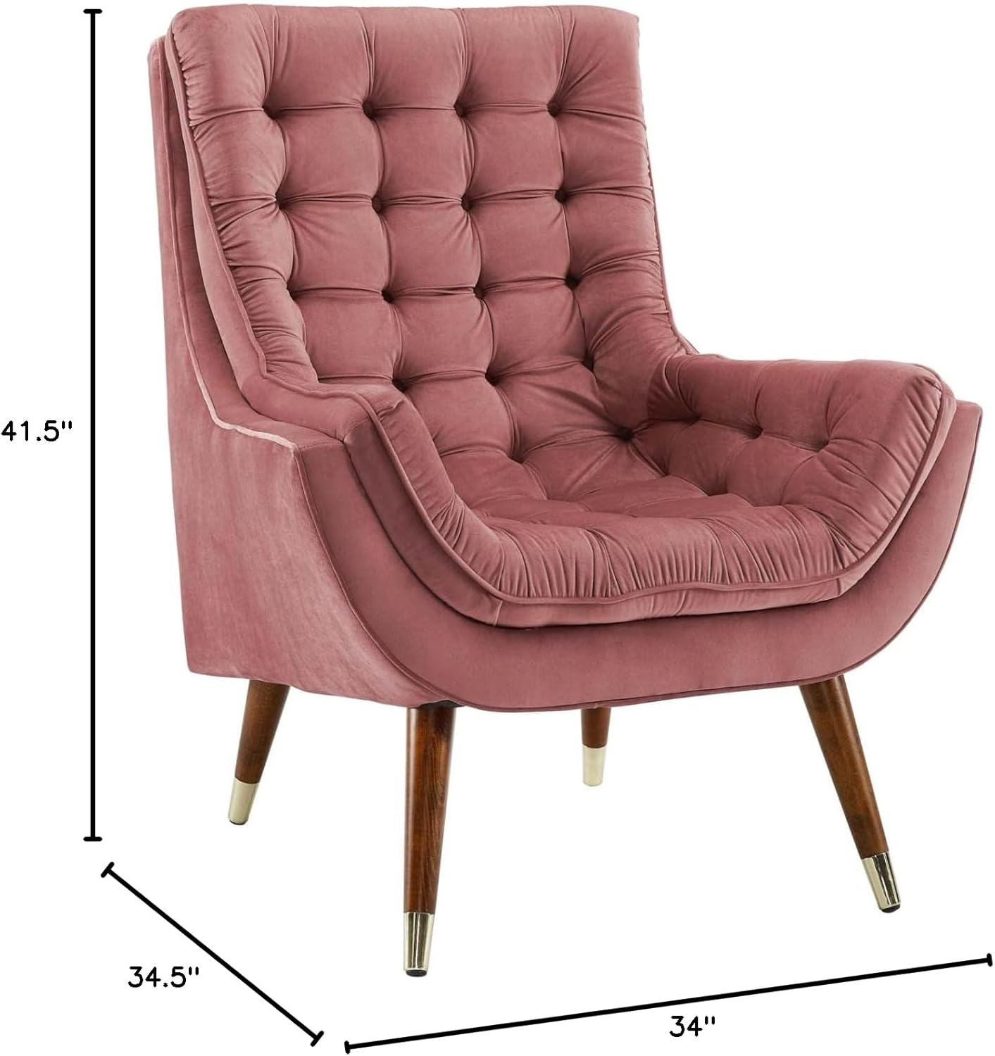 Modway Suggest Button Tufted Performance Velvet Lounge Chair in Dusty Rose