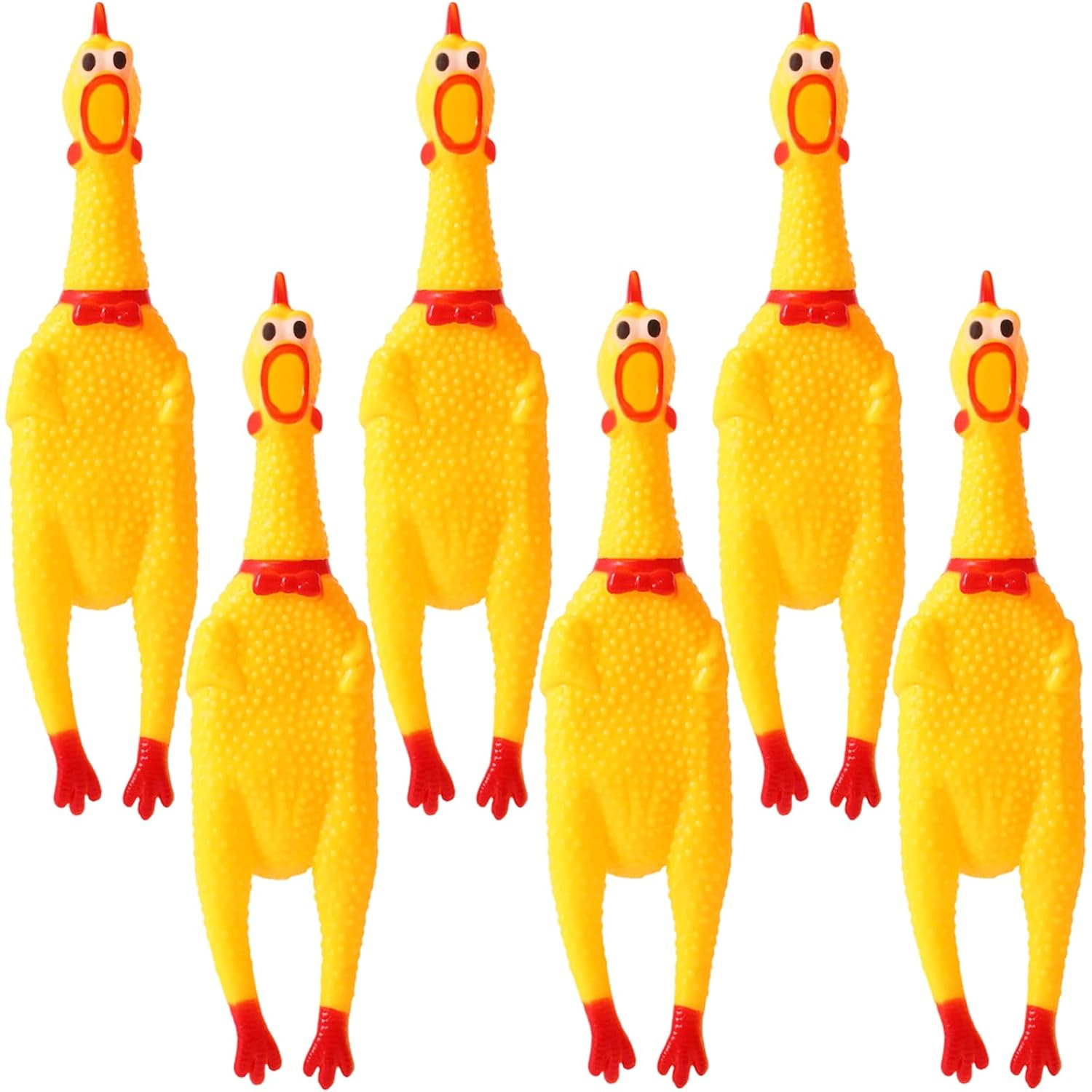 Zddaoole 6 Pcs Large Screaming Chicken ATT1Dog Toys,Yellow Rubber Chicken 12 inch,Squeeze Squeaky and Screaming Chicken,Prank Novelty Toy for Kids or Adults