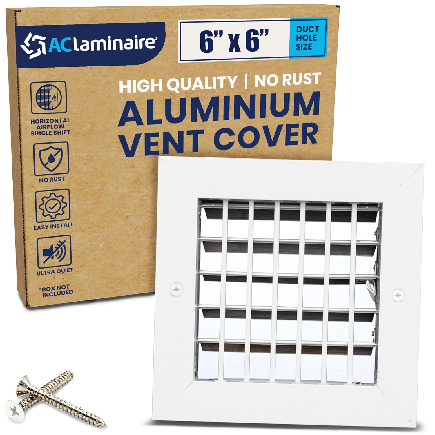 ACLaminaire 6-in x 6-in Adjustable Aluminum White Sidewall/Ceiling Register