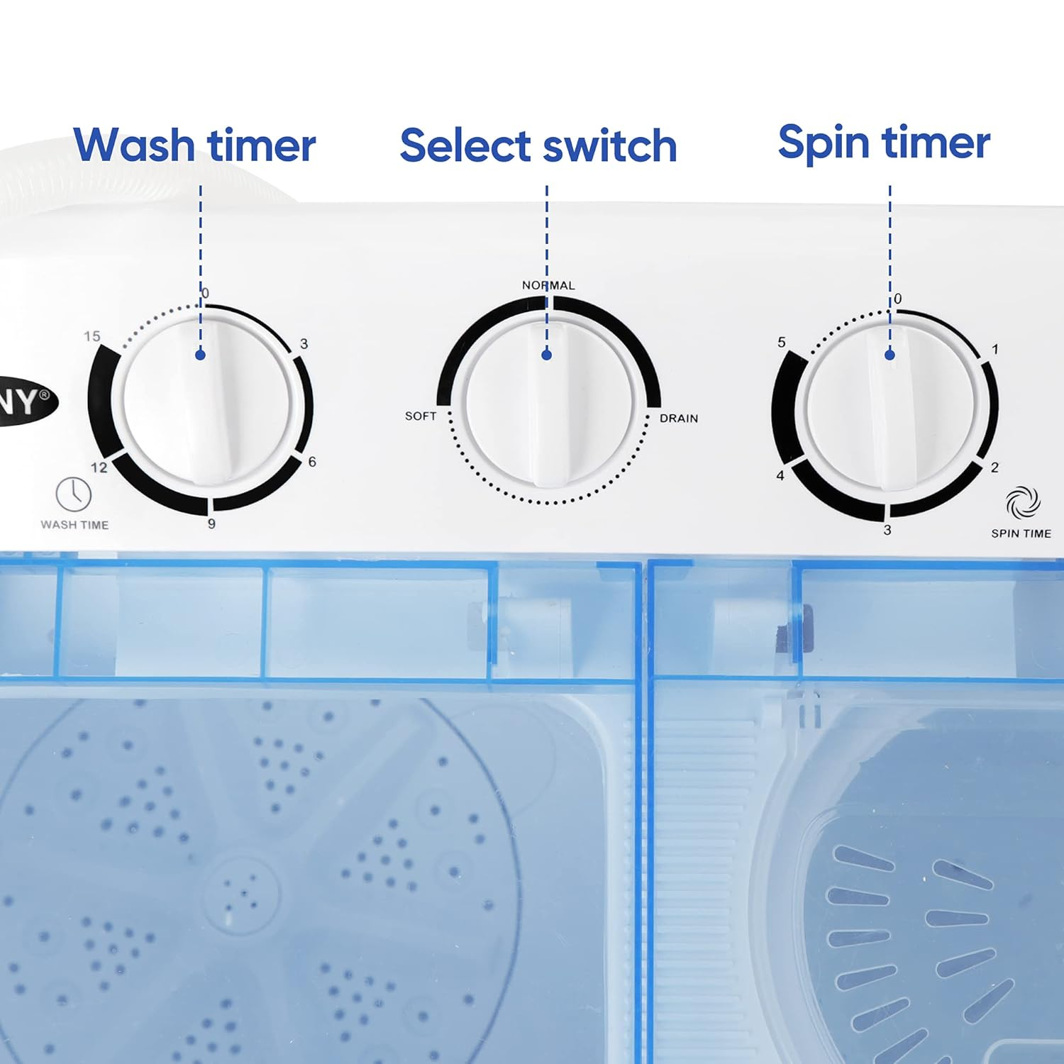 ZENY Portable Washing Machine Compact Twin Tub Laundry Washing Machine 17.6lbs Capacity, Mini Washer Dryer for Apartment RV Travelling,Semi-Automatic, 11lbs Washer, 6.6lbs Spinner