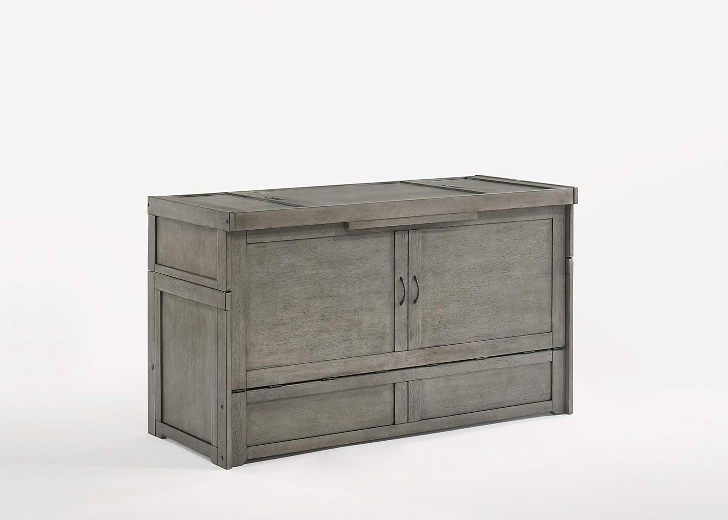 NIGHT & DAY Furniture Murphy Cube Cabinet Bed (Rural Gray, Queen)
