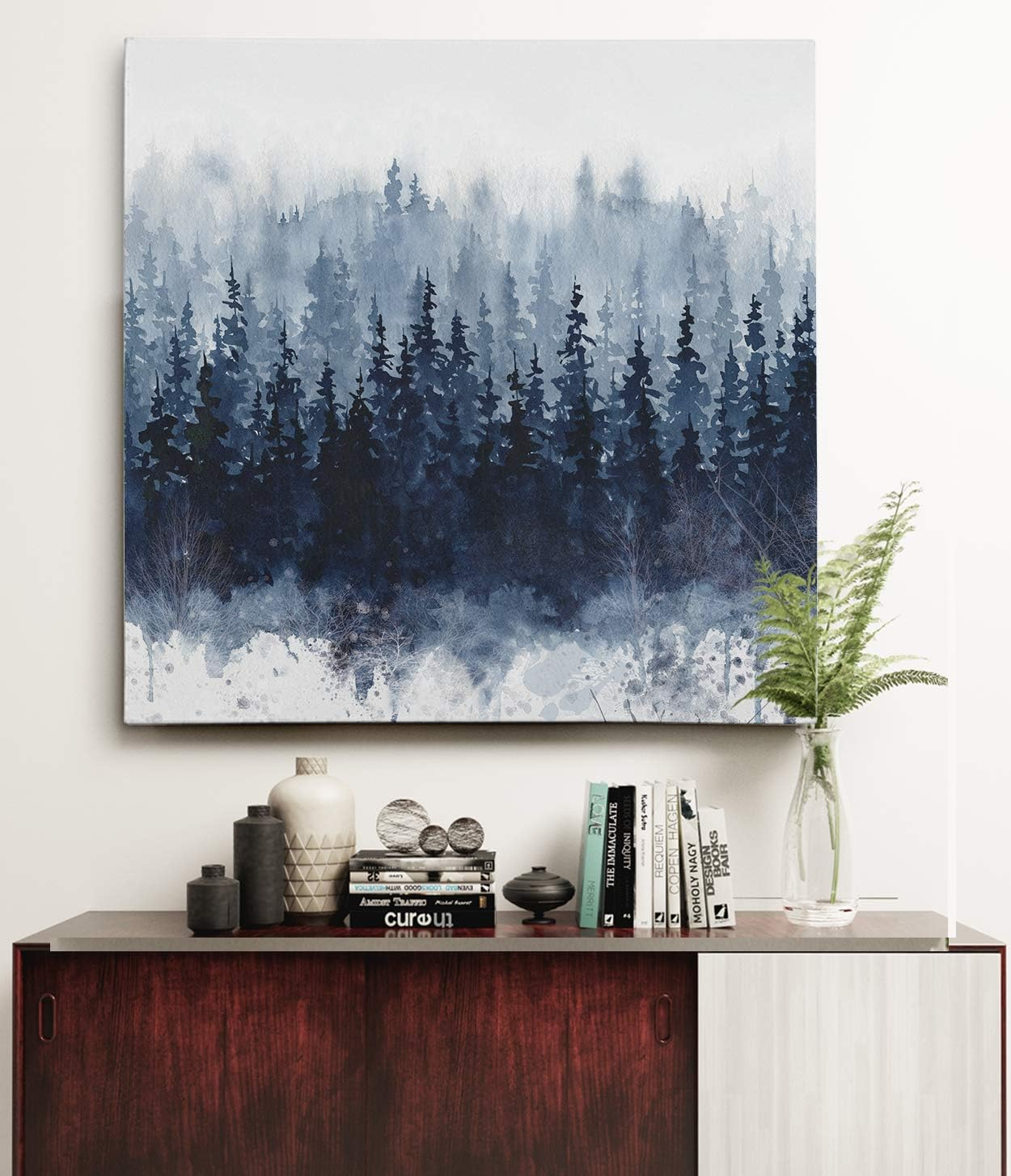 Indigo Forest Landscape Canvas Wall Art, 24x24