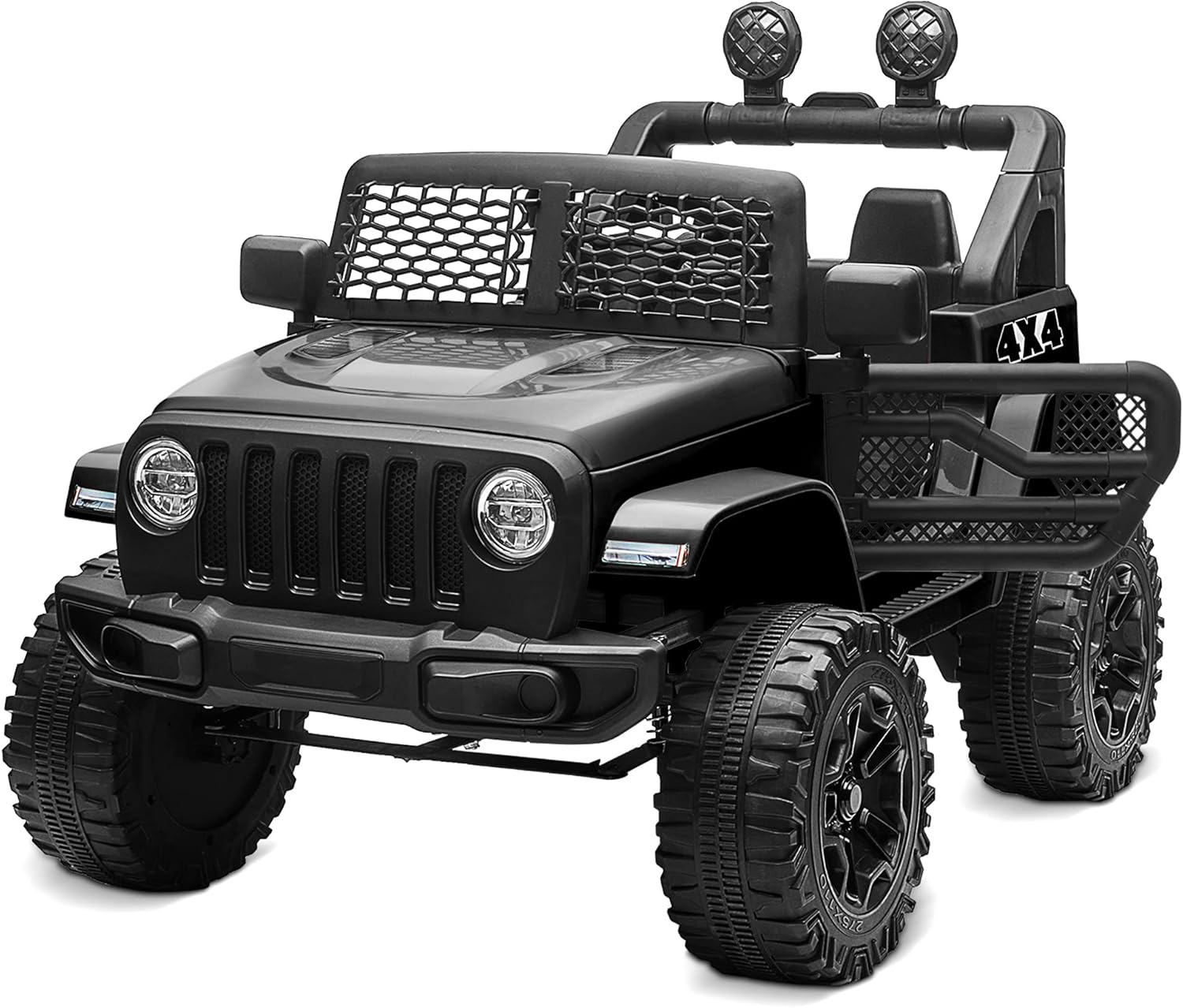 Kidzone Ride On Truck 12V Battery Powered Electric Kids Car Vehicle Toy with DIY License Plate, 4 Wheeler Quad, Parent Remote Control, MP3, High Low Speeds, LED Lights - Green
