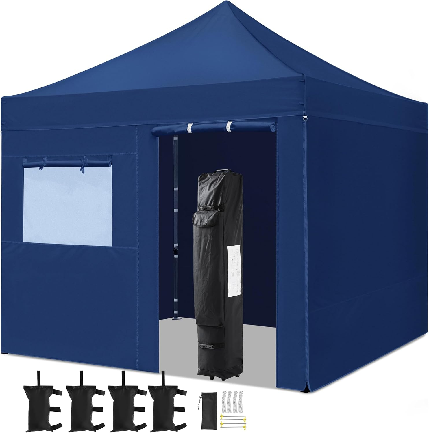 Yaheetech 10x10 Pop Up Commercial Canopy Tent with 4 Removable Sidewalls, Sandbags, Stakes & Ropes, Waterproof Instant Canopies for Wedding Party Commercial Event Pavilion, White