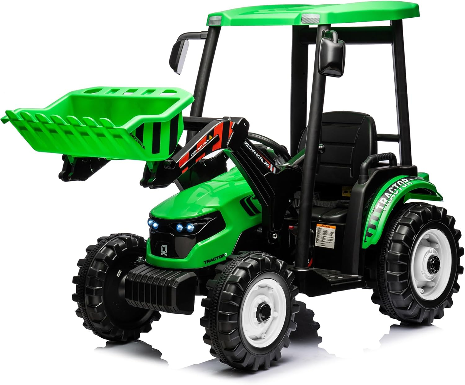 24V Kids Ride On Tractor w/Front Loader, Power Wheels 24V Ride on Toys for Boys Girls, Kids Ride on Excavator w/Dual Motor, Battery Powered Electric Riding Toys (Green Tractor with Front Loader)