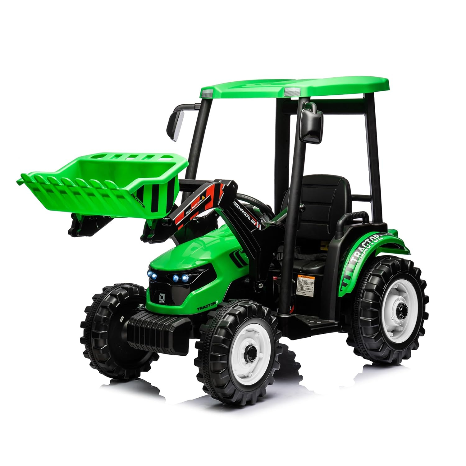 24V Kids Ride On Tractor w/Front Loader, Power Wheels 24V Ride on Toys for Boys Girls, Kids Ride on Excavator w/Dual Motor, Battery Powered Electric Riding Toys (Green Tractor with Front Loader)