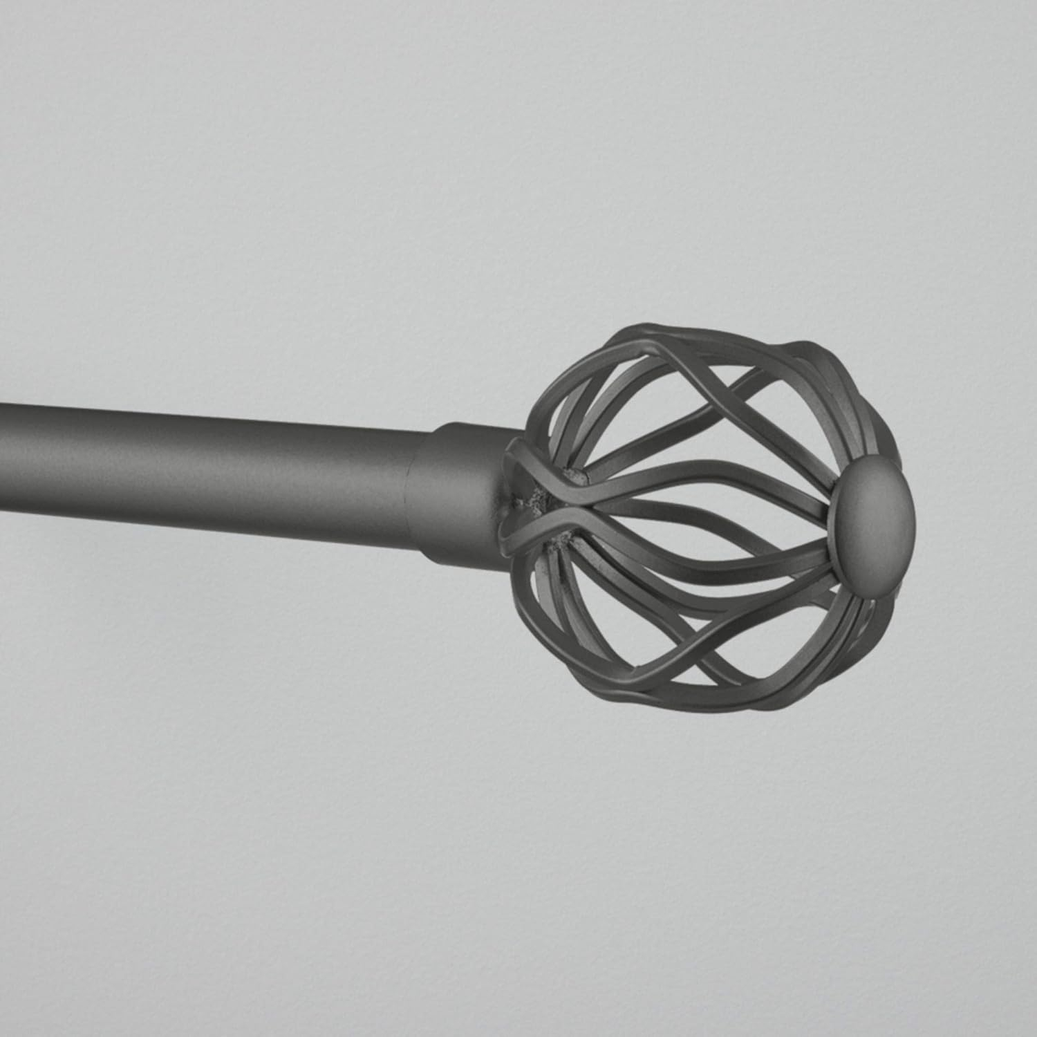 Exclusive Home Ogee 1" Curtain Rod and Coordinating Finial Set, Gunmetal, Adjustable 36"-72"
