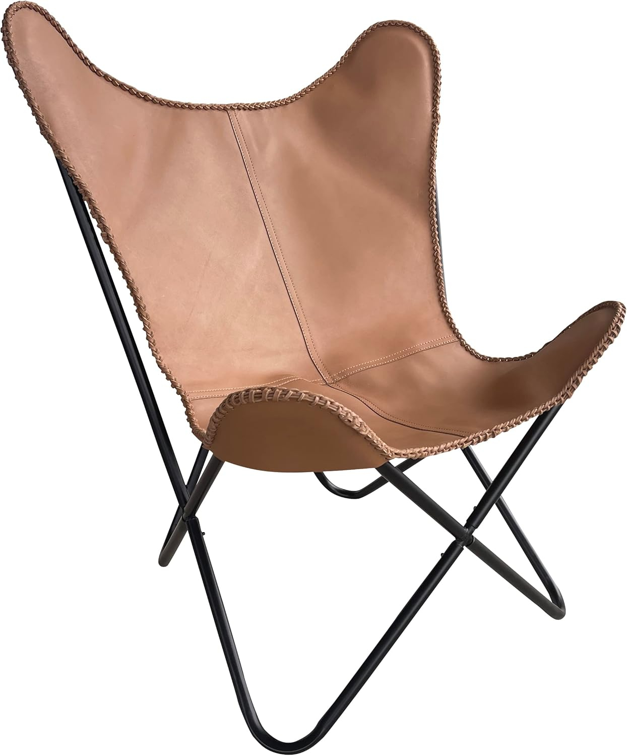 Genuine Leather Butterfly Chair  Forest Green