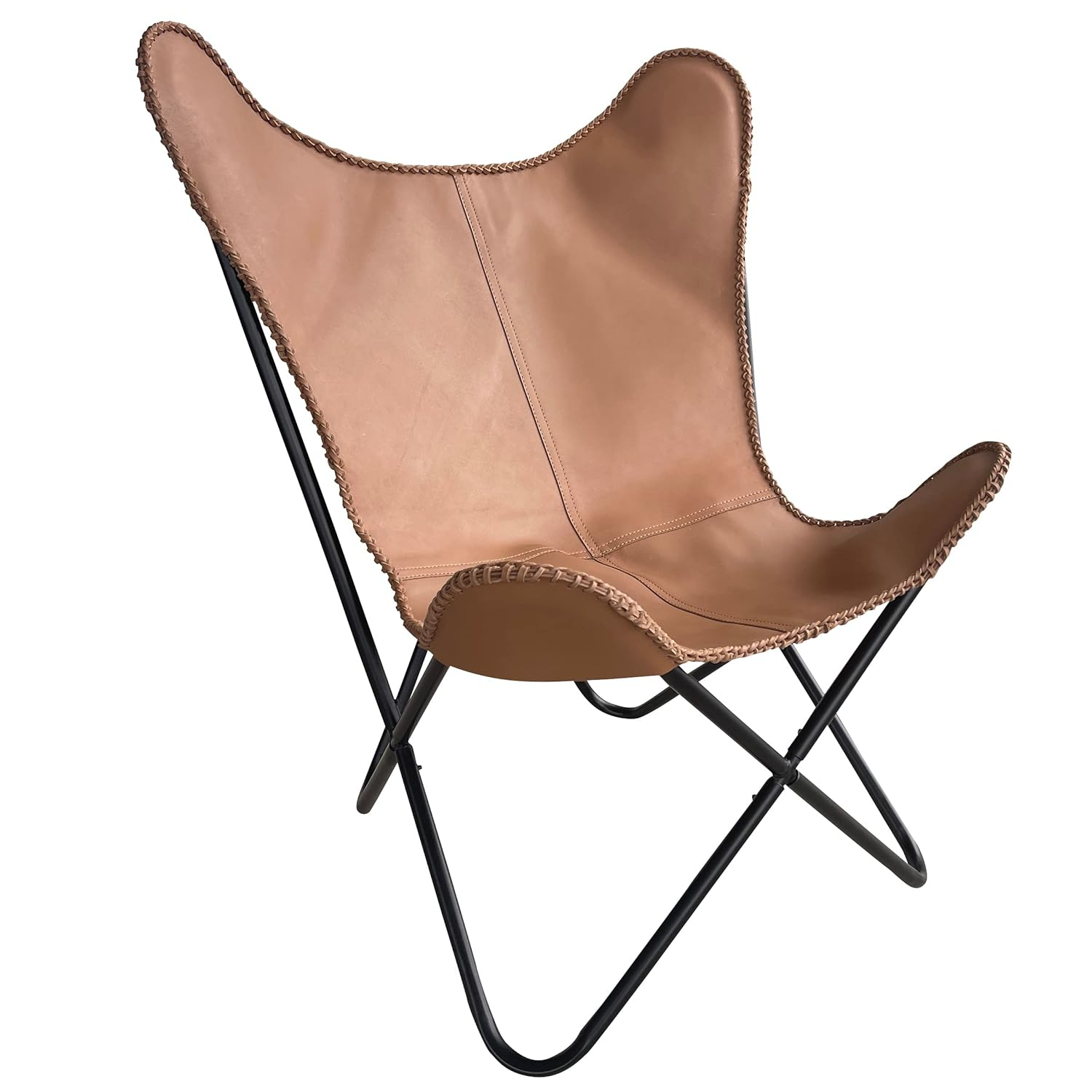 Genuine Leather Butterfly Chair  Forest Green