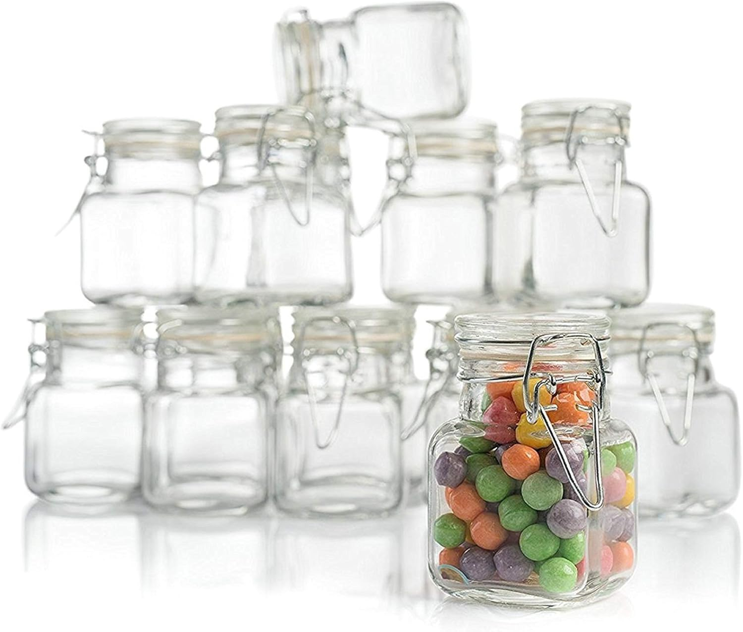 12 Pack, 3 oz Airtight Glass Jars with Leakproof Lids - Spice Jars, Party Favors
