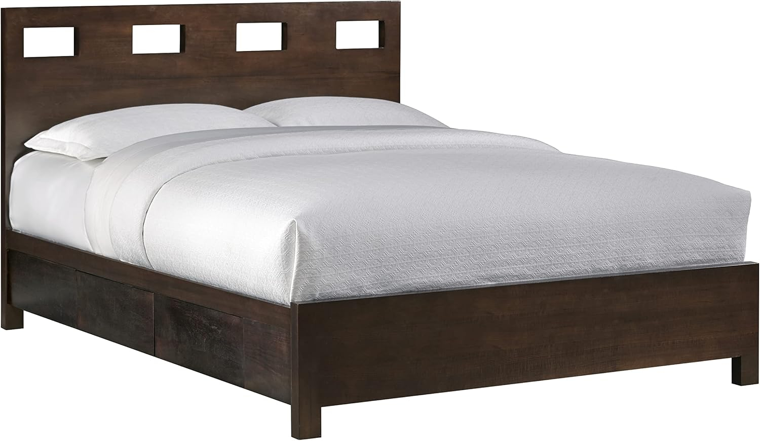 King-Sized Riva Storage Bed with Upholstered Wood Headboard in Chocolate Brown