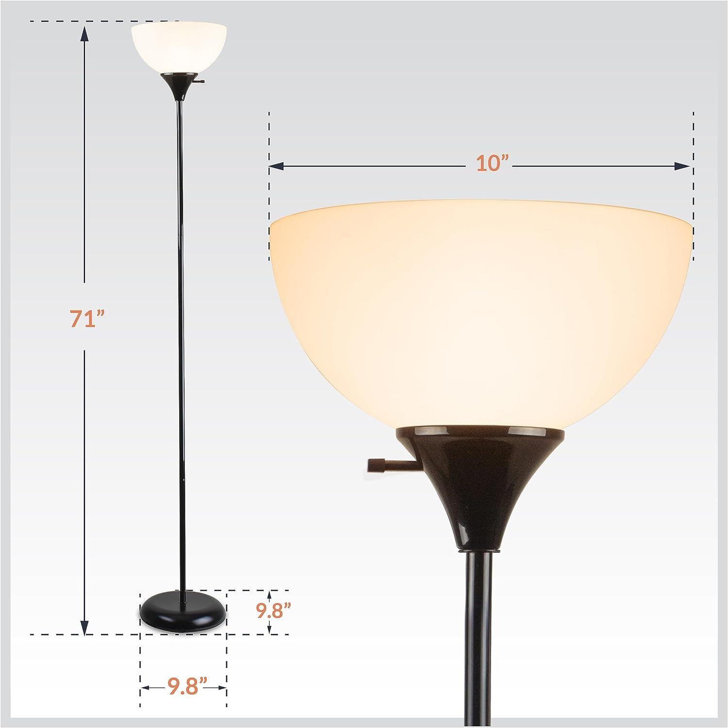 Henry 71" Torchiere Standing Floor Lamp by Newhouse Lighting, Black