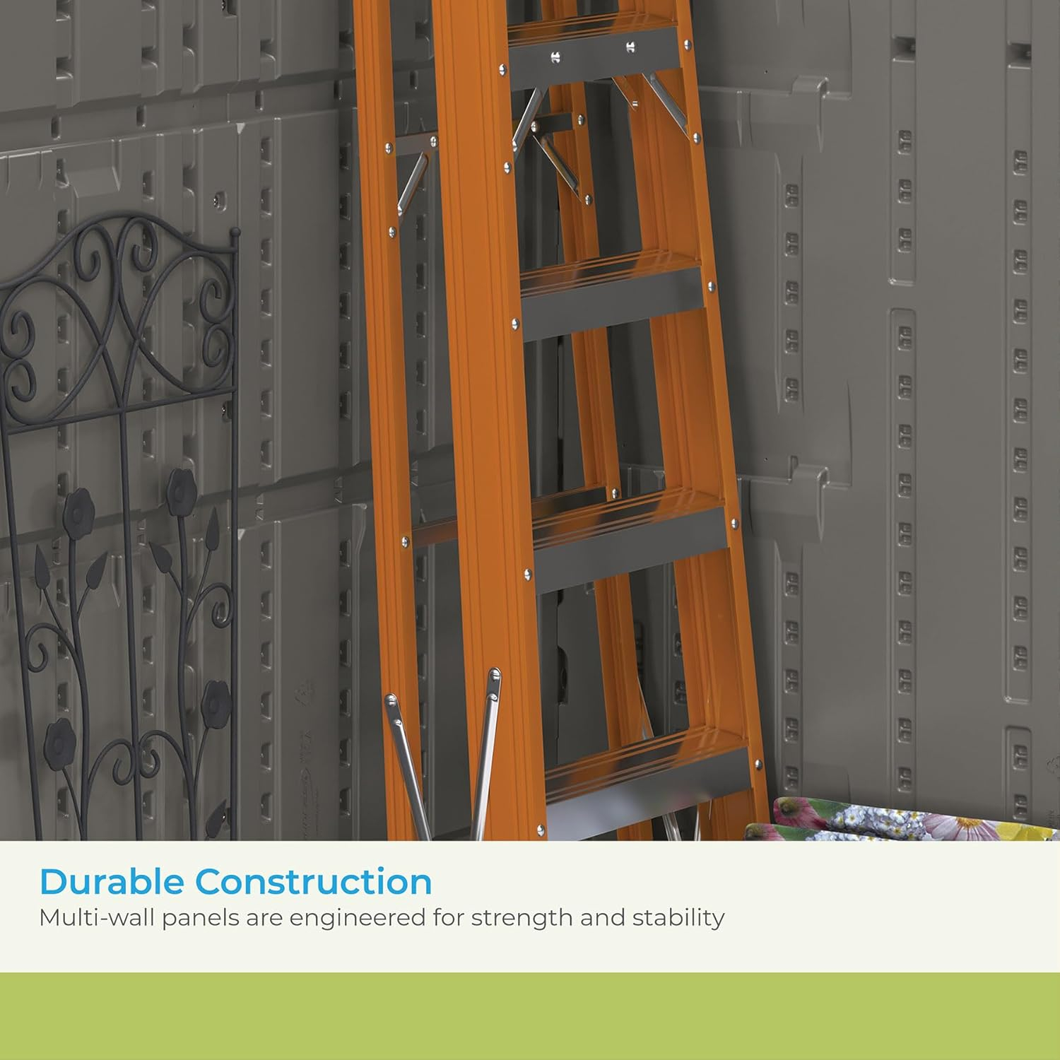 Stoney Gray Resin Vertical Storage Shed with Shelving