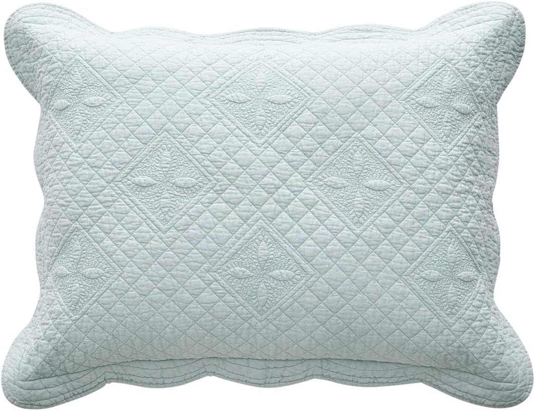 Calla Angel Sage Garden Luxury Pure Cotton Pillow Sham, Standard, Light Aqua