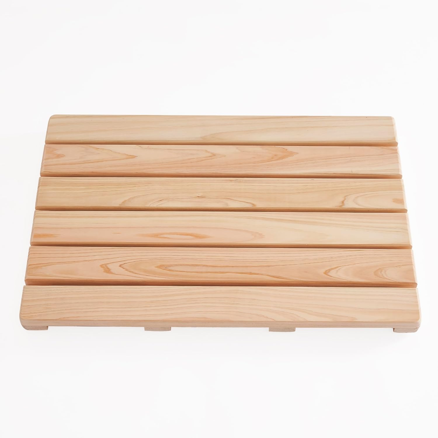 bingaai Hinoki Wood Shower and Bath Mat 25×18.9 in, Natural Japanese Hinoki Wooden Bath Mat, Non-Slip Bathroom Mat Wood for Indoor Outdoor Shower, Wooden Floor Mat for Spa Sauna Camping