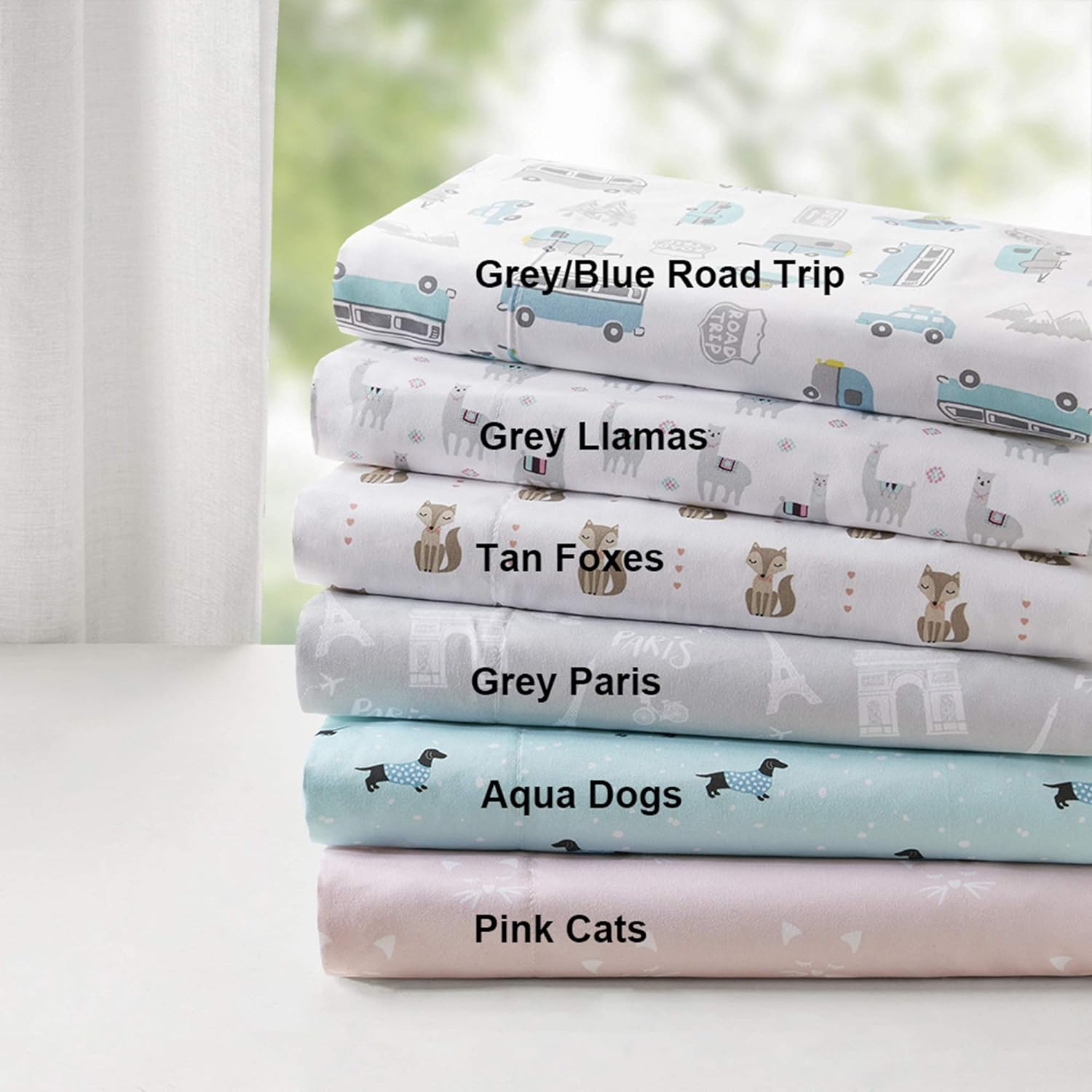 Twin Pink Cats Print Microfiber Sheet Set