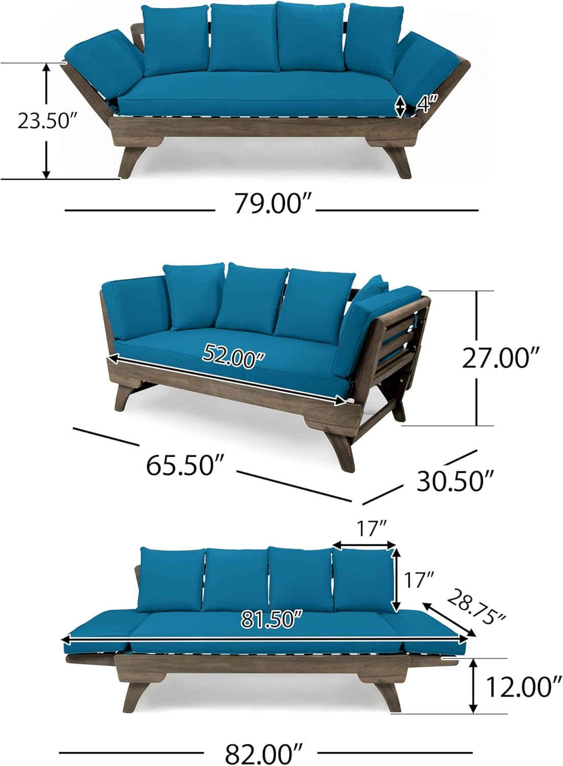 Christopher Knight Home Ottavio Outdoor Daybed with Cushions by  Dark Teal 3