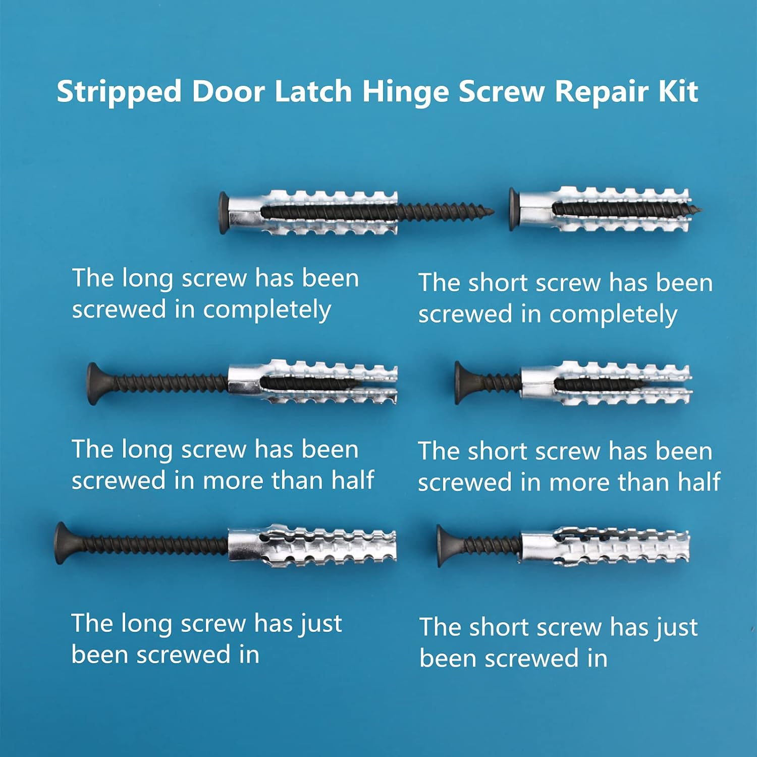 Screw Door Security Hardware Repair kit Reinforcement jamb Repair for Terrific Solution for Stripped Door Hinge,Repair Damaged Screw- Door Stripped Hinge Screw Repair kit (Black)