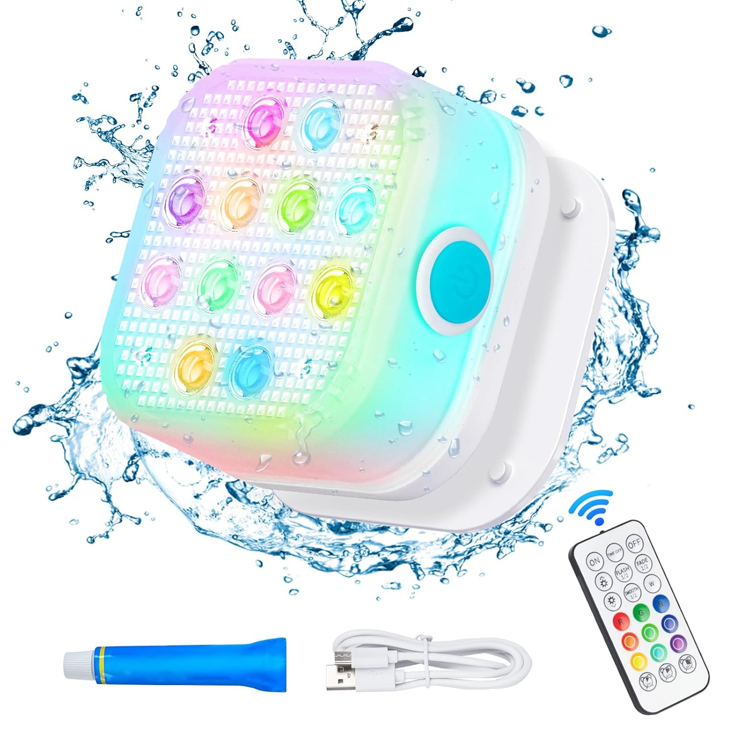 Pool Lights for Above Ground Pools Waterproof with Remote, Underwater Rechargeable 2600mAh Battery Magnetic 16 Color Changing Floating Submersible Pool Light for Inground Pool LED Lights Party Decor