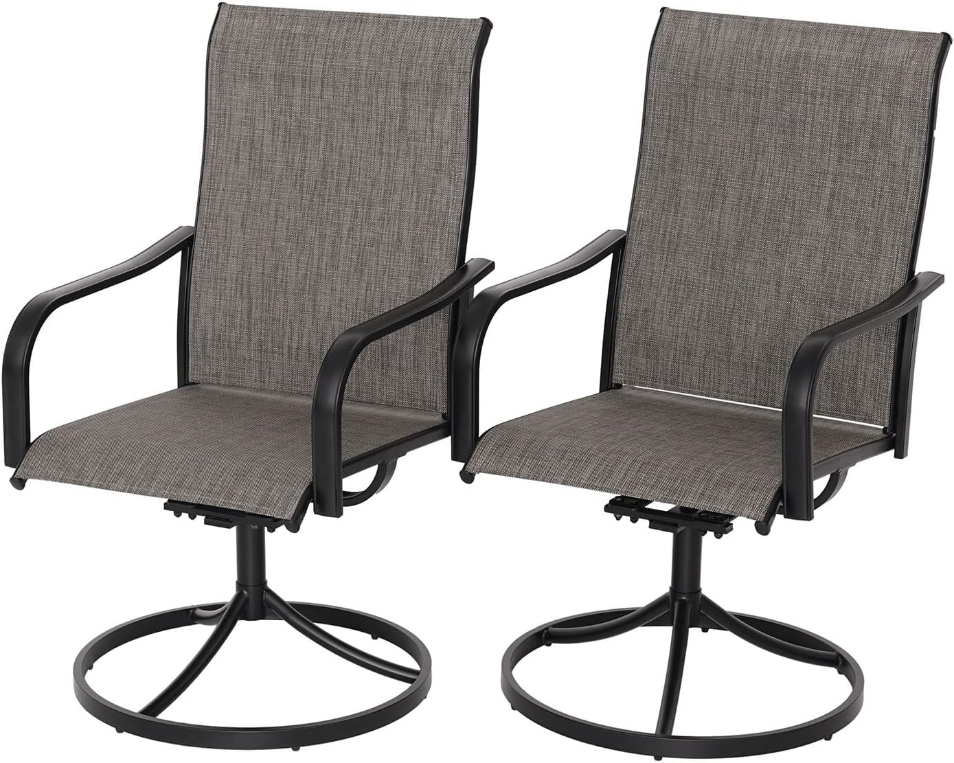 Patio Swivel Chairs Set of 2, Outdoor Dining Chairs with All-Weather Textilene Mesh and Metal, High Back, Patio Swivel Chairs for Patio, Deck, Garden, and Backyard（Gray）