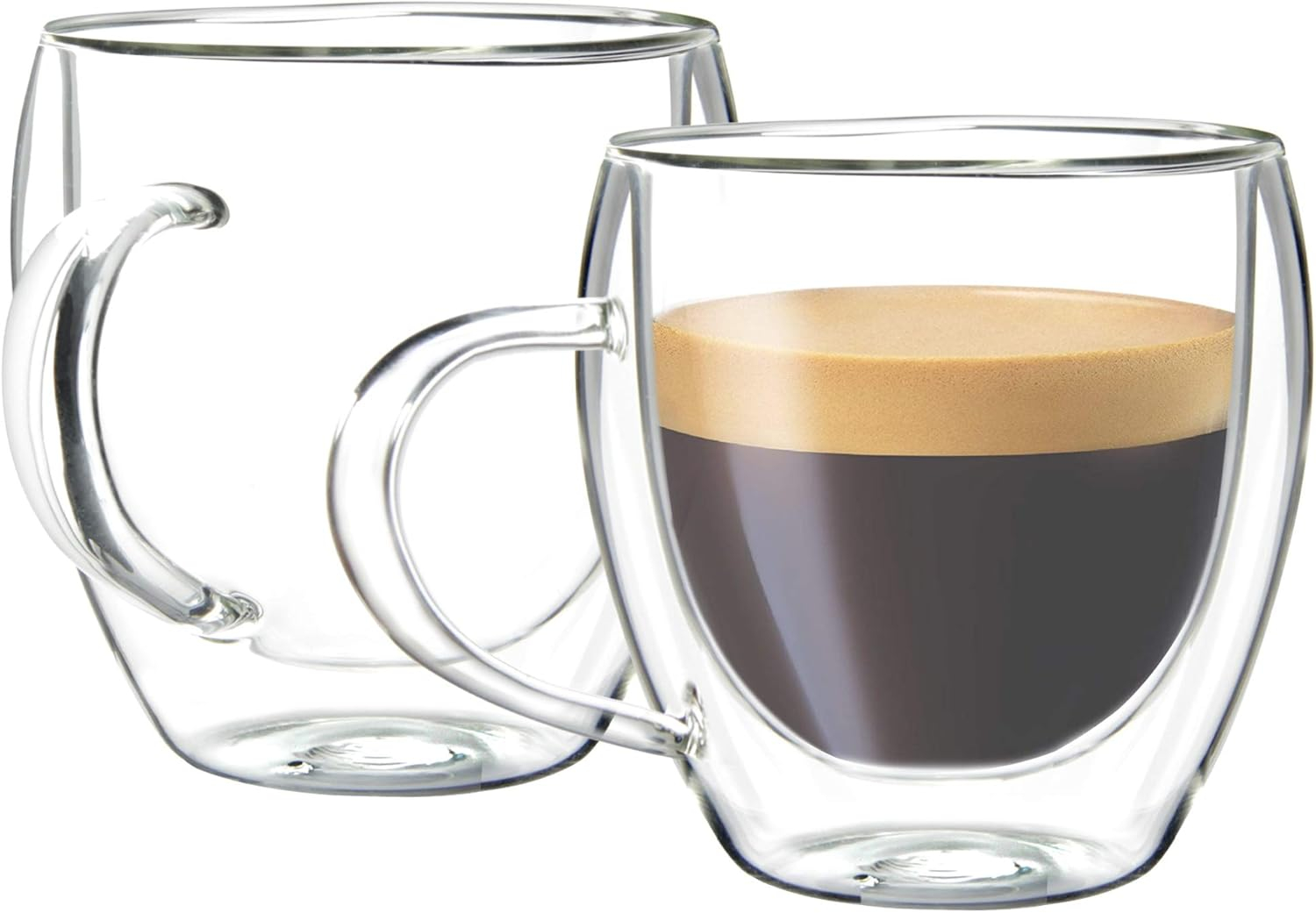 2 Pack Glass Espresso Mugs, Double Wall Thermo Insulated Glass Coffee Cups, Glass Coffee Mugs, 5.5 Ounce - Tall YE949.588