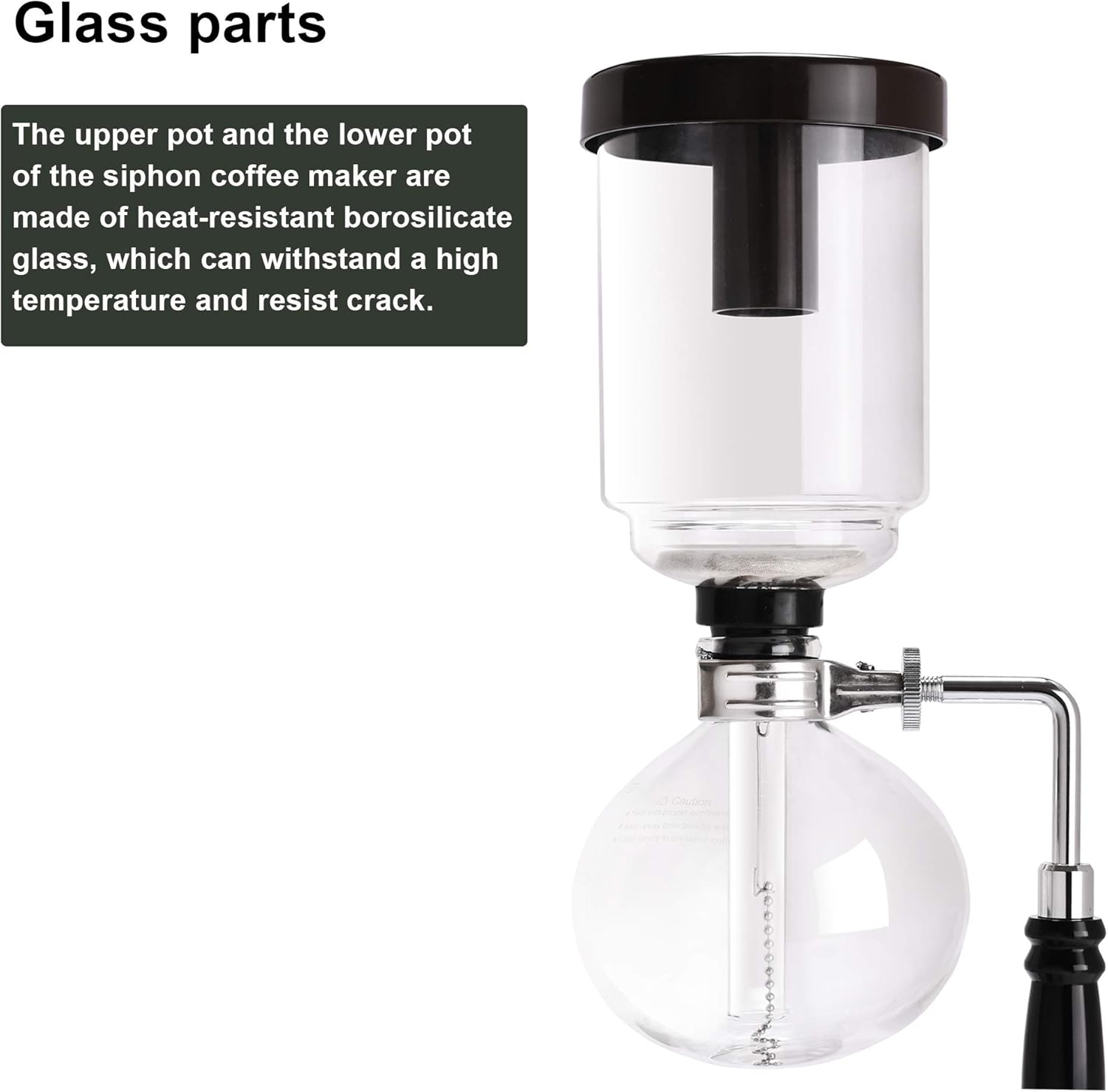 LUEUR Siphon Coffee Maker, Vacuum Coffee Brewer, Heat-Resistant 5-Cup Glass Siphon Coffee Maker with Reusable Cloth Filter, Hot Tea Maker for Home, Household and Office
