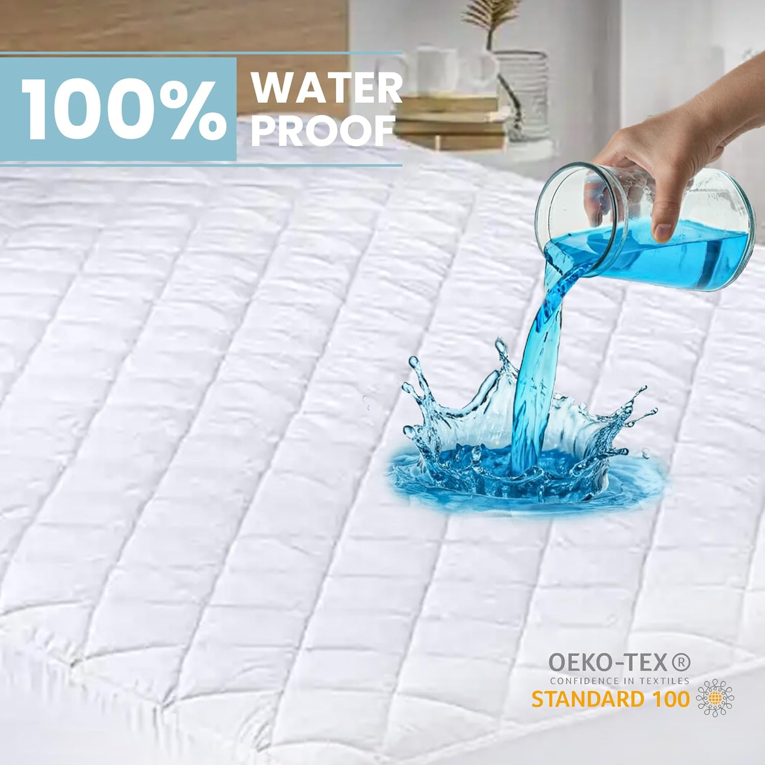Mattress Pads, Quilted Mattress topper-Hypoallergenic Waterproof Protector (Full, Size)