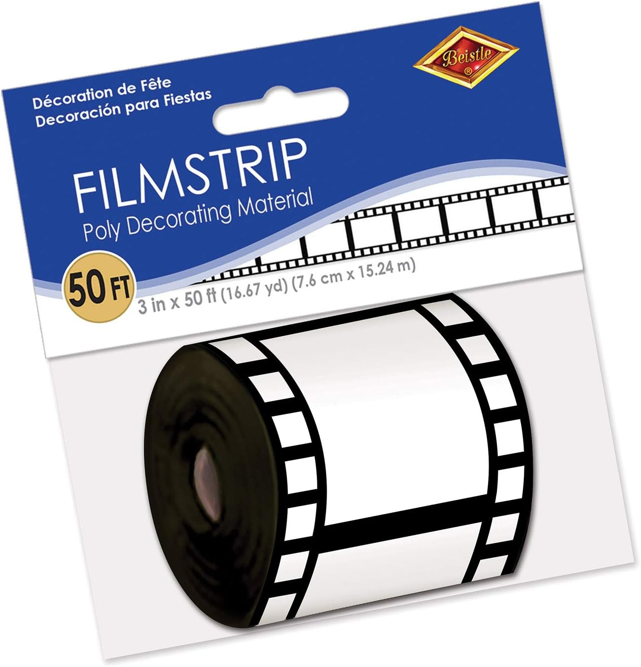 Black and White Polypropylene Filmstrip Party Decoration Roll
