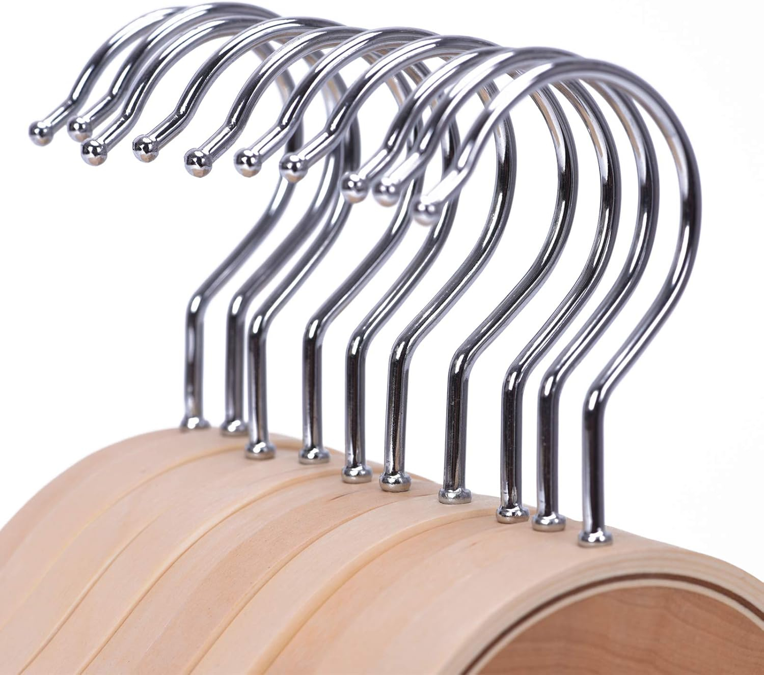 Lightweight Non Slip Wooden Hangers - 30 Pack Heavy Duty Wood Coat Hangers with Soft Stripes for Camisole, Jacket, Dress Clothes, Sweater, Natural Finish
