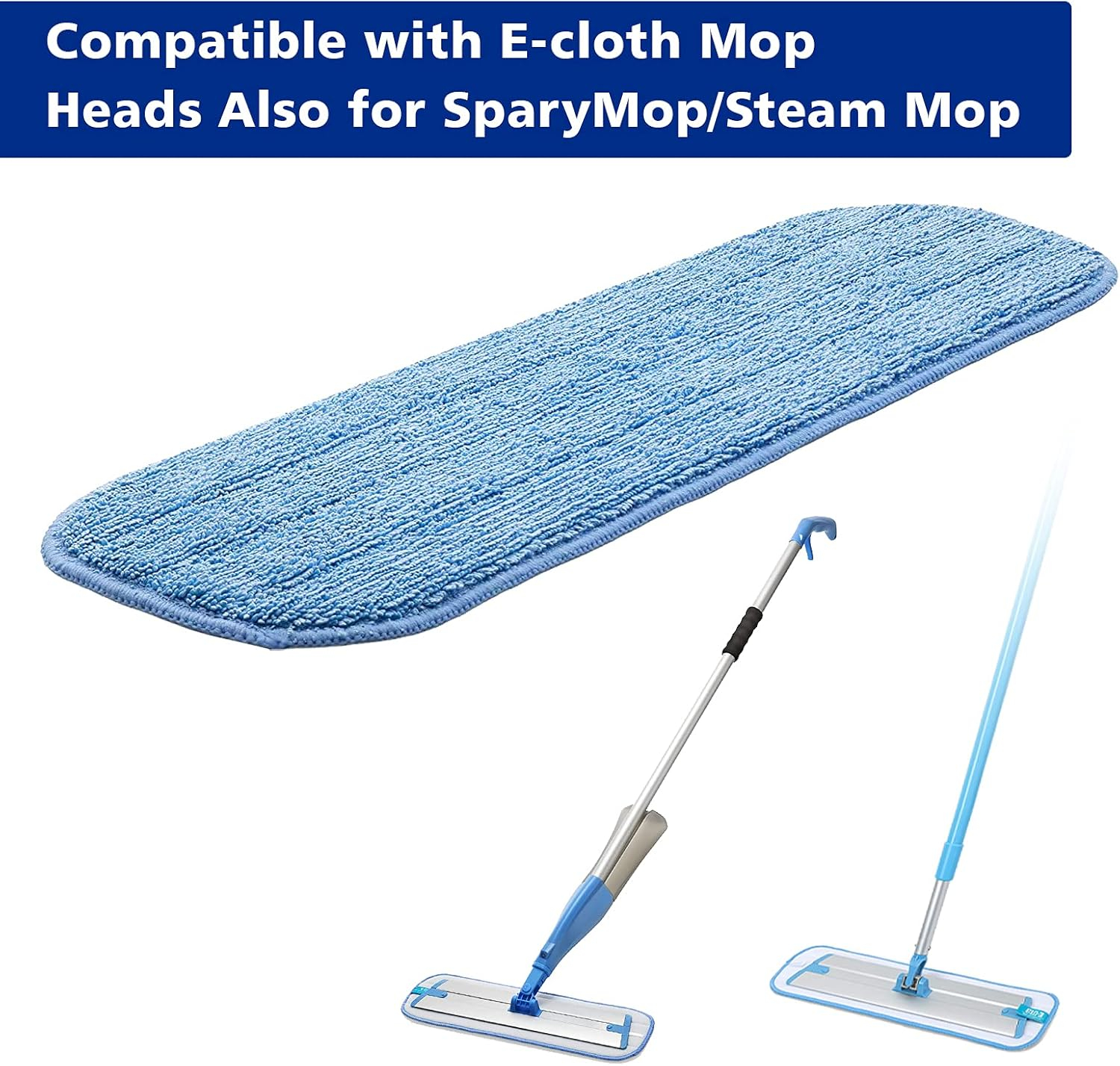 Replacement Washable Microfiber Absorbing Mop Head - Compatible with E-Cloth Deep Clean Mop Head, Wet & Dry Cleaning Cloth Refills for All Hard-Floor (Blue) 6Pack