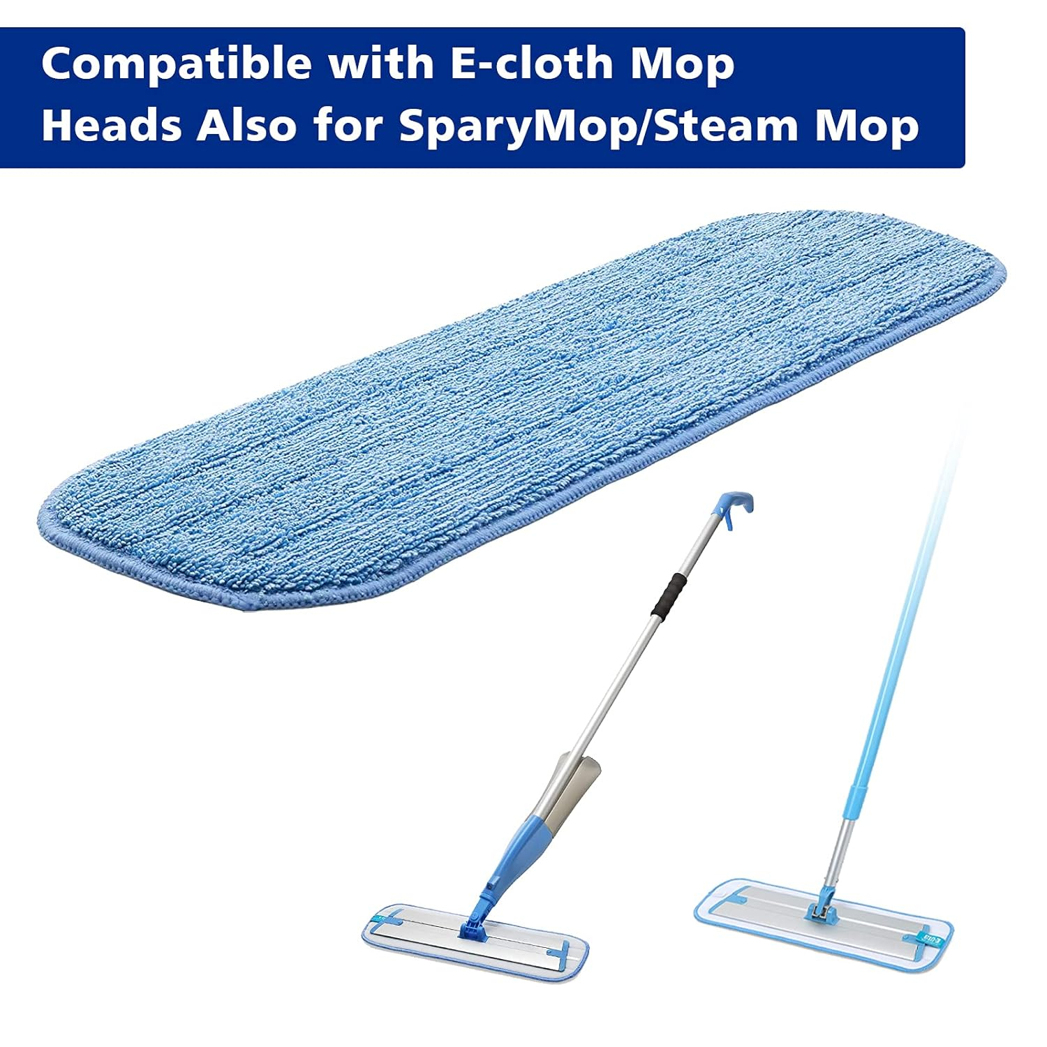 Replacement Washable Microfiber Absorbing Mop Head - Compatible with E-Cloth Deep Clean Mop Head, Wet & Dry Cleaning Cloth Refills for All Hard-Floor (Blue) 6Pack