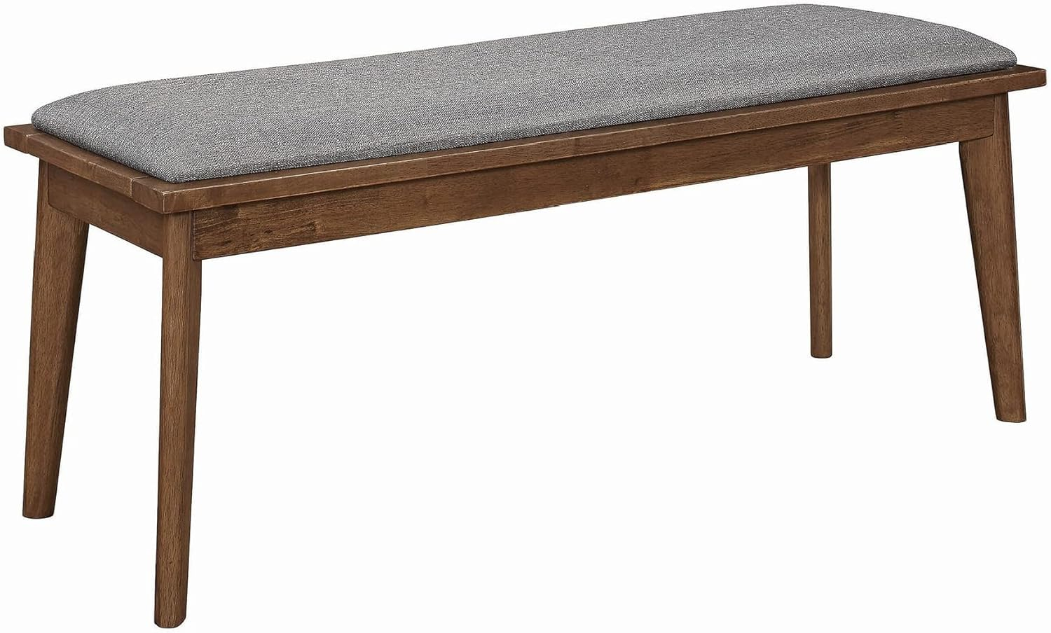 Fabric Upholstered Wooden Bench with Chamfered Legs Gray and Brown - Saltoro Sherpi