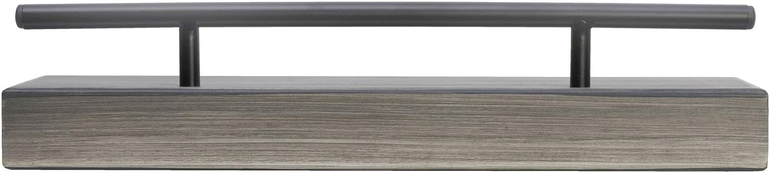 Melannco Floating Railing Shelf for Bedroom, Living Room, Bathroom, Kitchen, 24-Inch, Distressed Gray