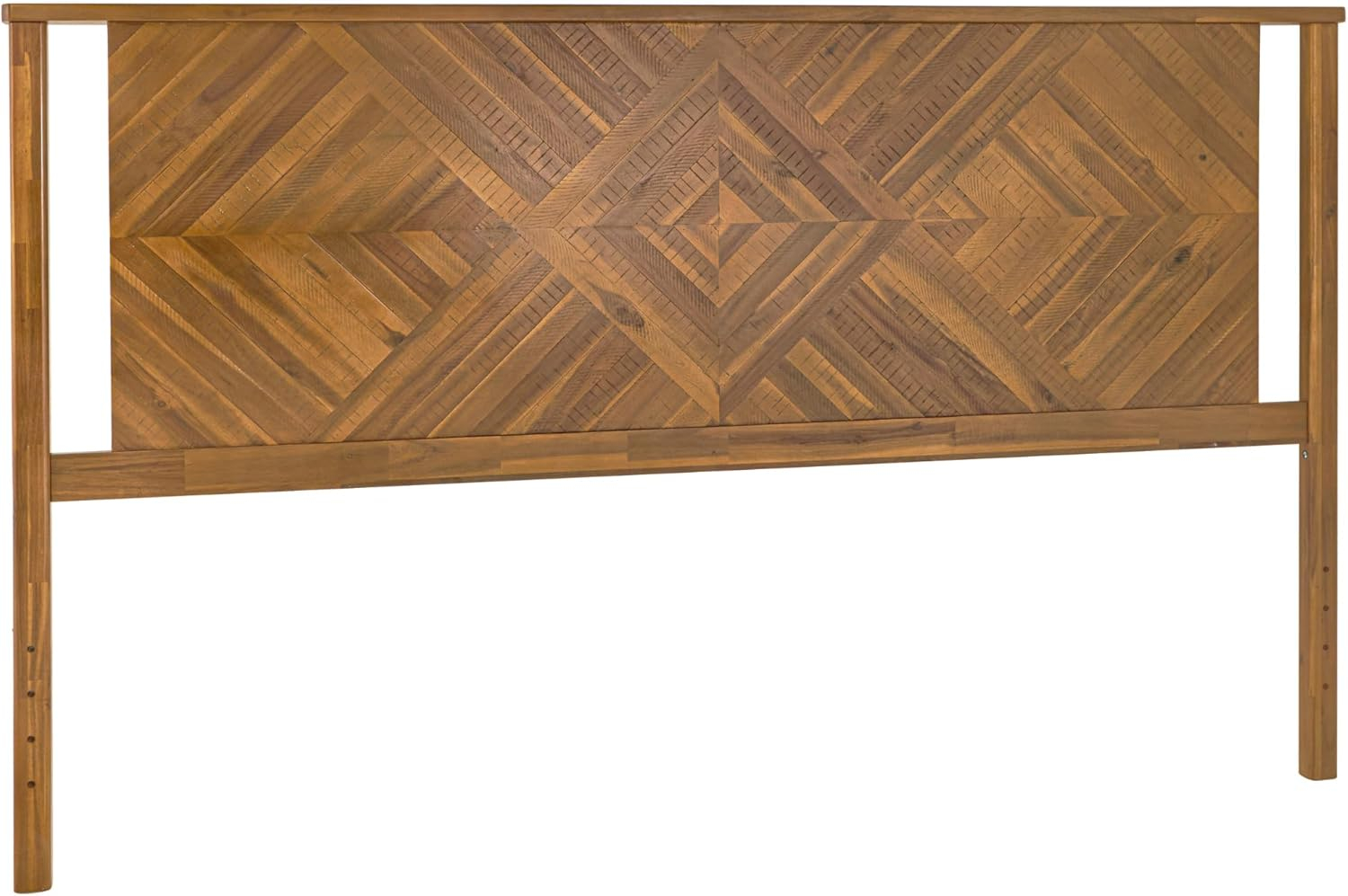 Bme Ethan King Size Diamond Headboard ONLY - Rustic & Mid-Century Modern Style Without Bed Frame - Solid Acacia Wood - Easy Assembly - Rustic Dark Brown