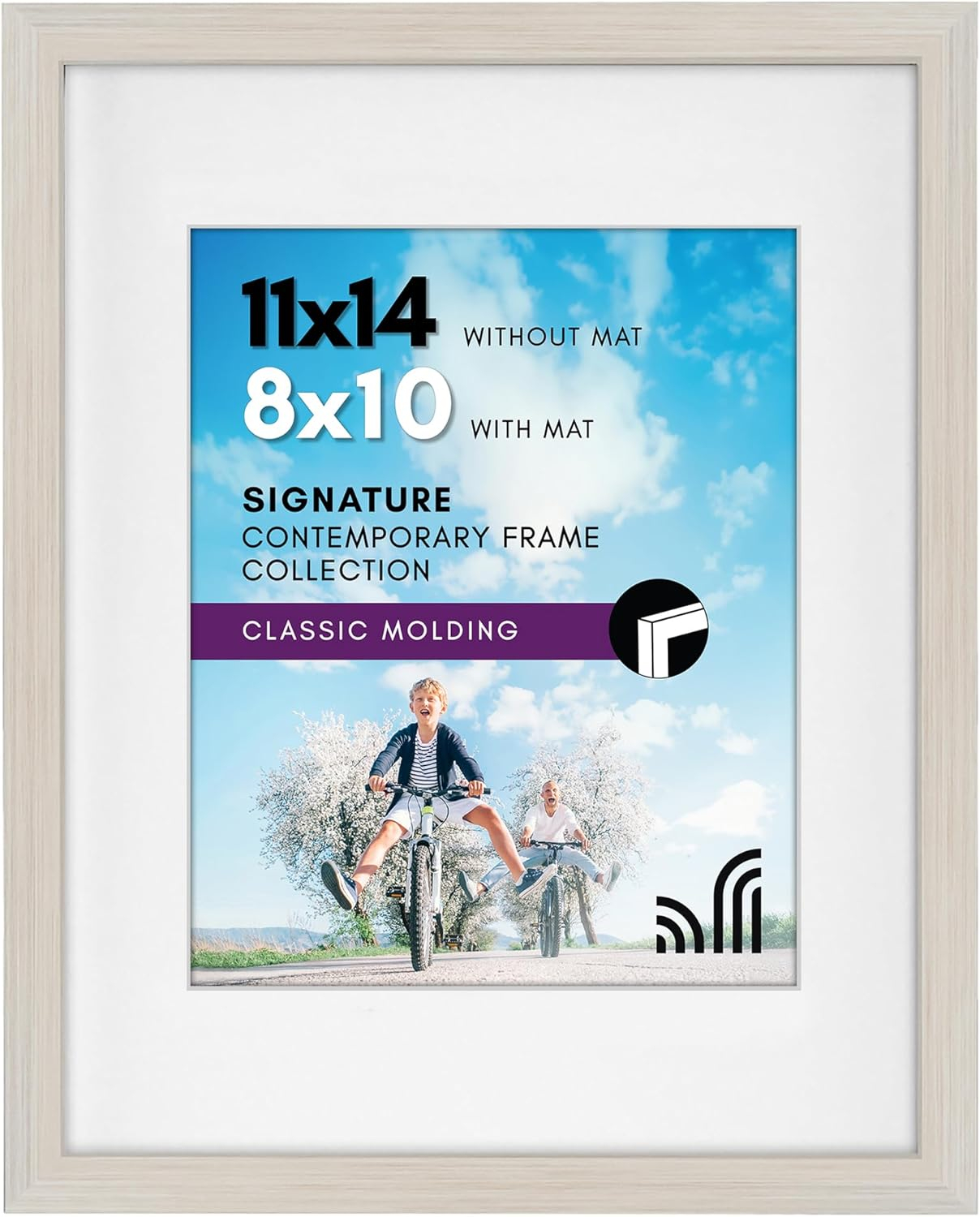 Americanflat 11x14 Picture Frame with Shatter-Resistant Glass - Use as 8x10 Frame with Mat or Display 11x14 Photo Without Mat - Signature Collection - Picture Frames for Wall Display - Light Wood