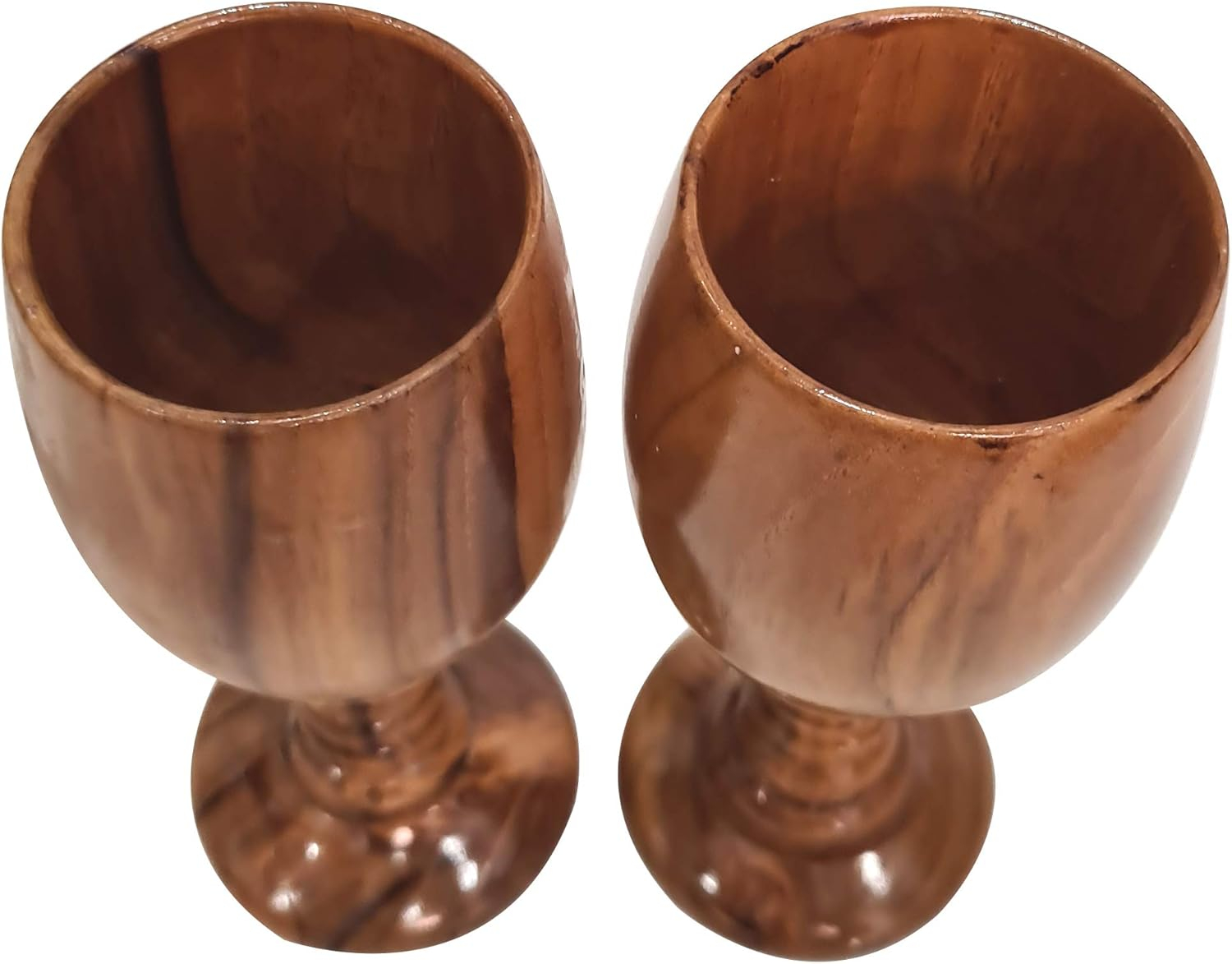 CollectiblesBuy Wooden Goblet Drinking Dining Cup Gifting Collection Wine Chalice Pair Drinkware Vintage Style Handmade Wood Wine Glass Toasting