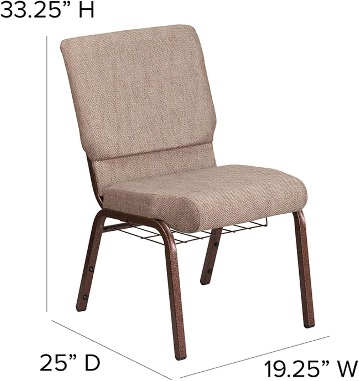 Beige Fabric Waterfall Seat Side Chair with Copper Steel Frame